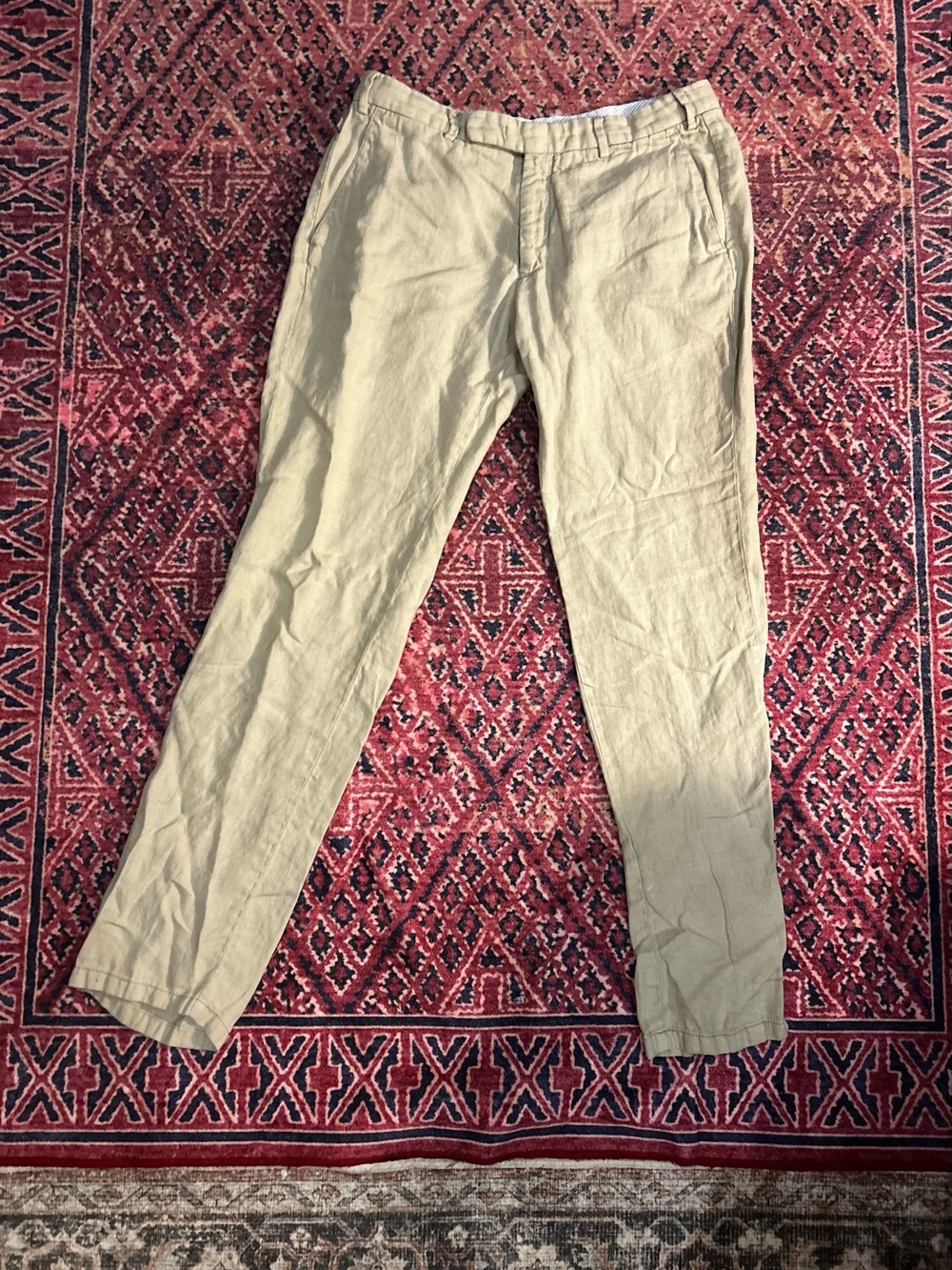 Armani Collezioni Men's Casual Linen Pants - Light Beige
